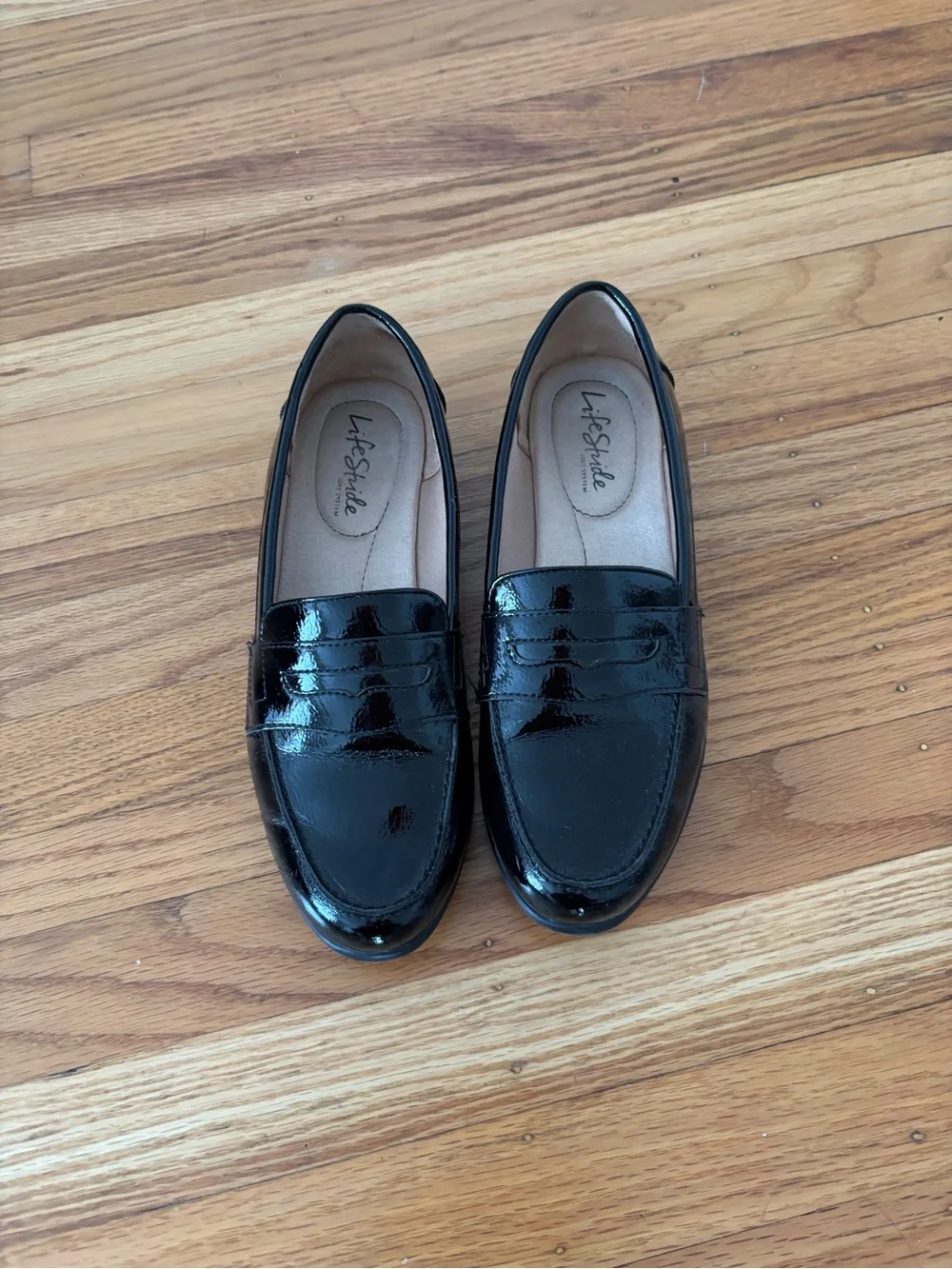 LifeStride Black Patent Penny Loafers for Women